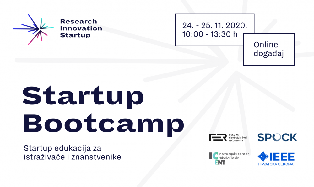 Održavanje Startup Bootcamp u organizaciji Hrvatske sekcije IEEE, Inovacijskog centra Nikola Tesla, FER-a i SPOCK