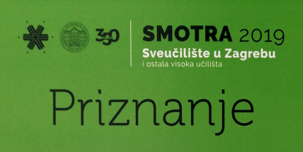TTF-u dodijeljeno priznanje za najbolje uređen izloženi prostor na Smotri Sveučilišta u Zagrebu