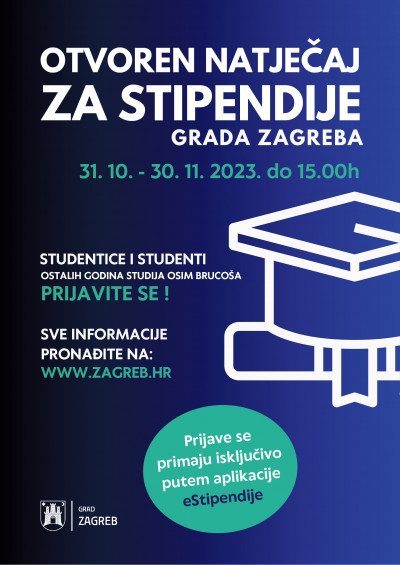 Natječaj za dodjelu Stipendije Grada Zagreba za akademsku godinu 2023./2024.