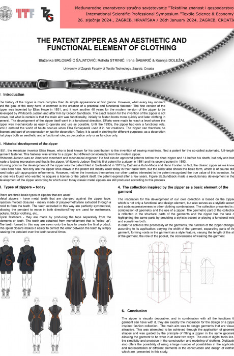 Brlobasic Sajatovic_Strinic_Sabaric_Dolezal_THE PATENT ZIPPER AS AN AESTHETIC AND FUNCTIONAL ELEMENT OF CLOTHING_TZG2024_poster_page-0001